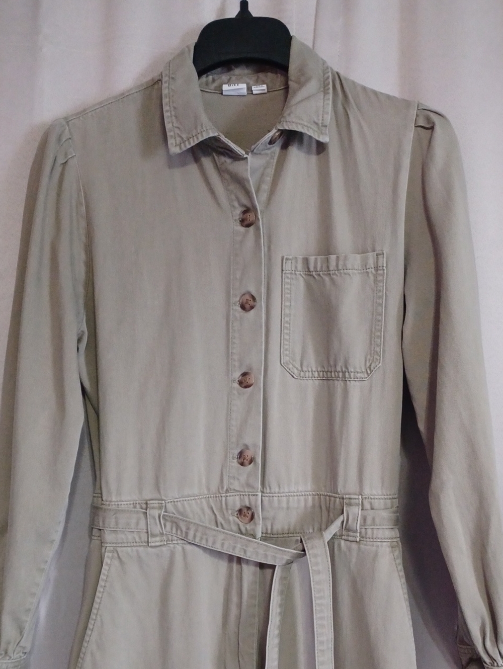 Gap Women's Puff Sleeve Utility Jumpsuit Coveralls Sage Tan Size 6 Soft Twill - Picture 3 of 15